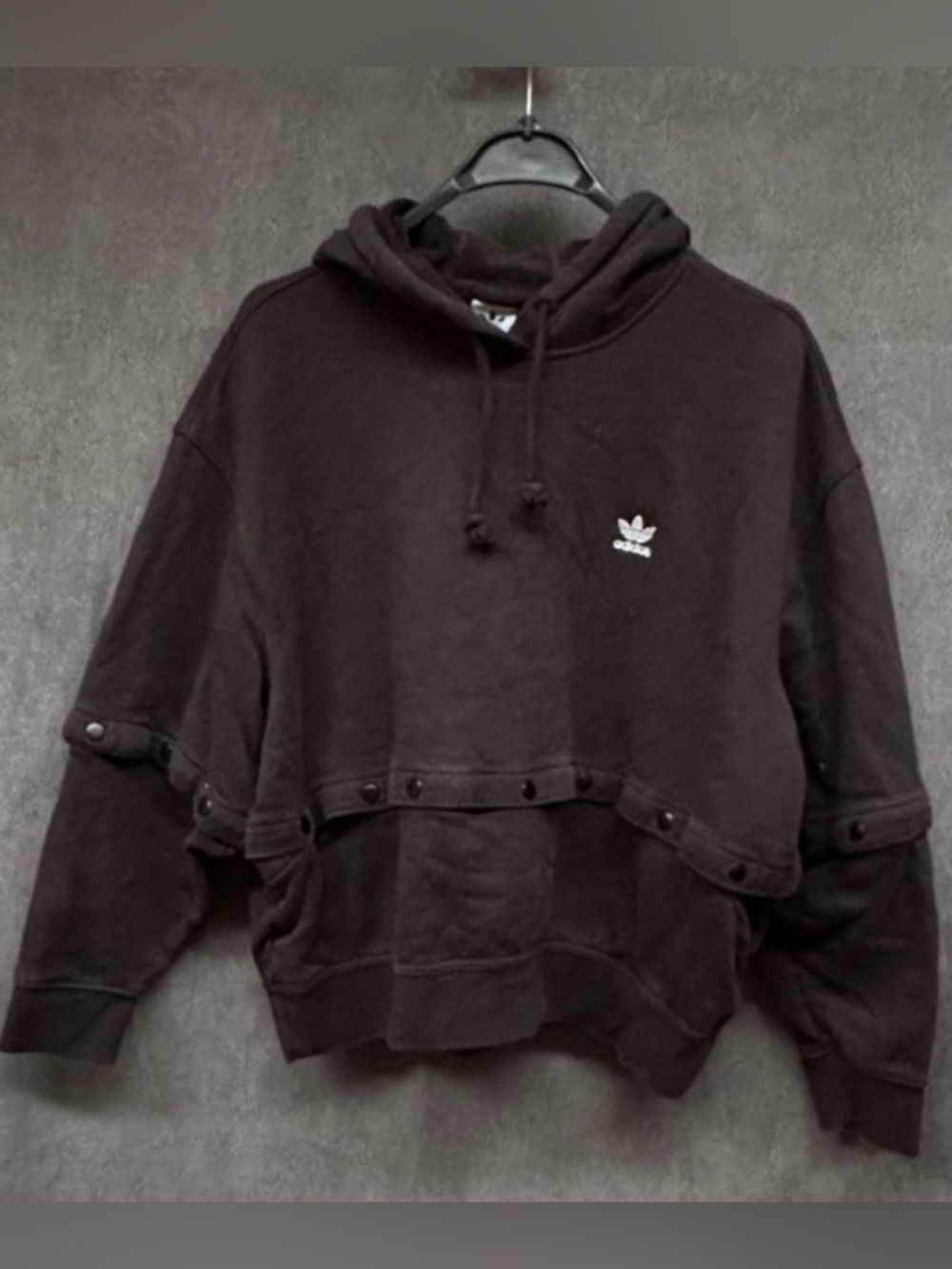 Adidas Snap On Hoody Sweatshirt Black Women’s Small